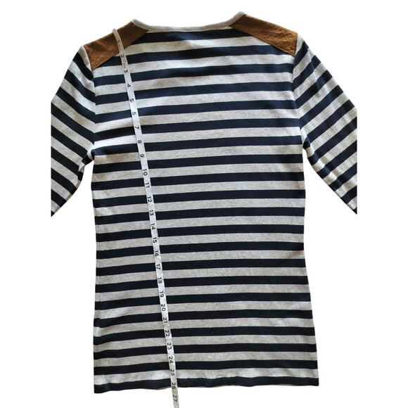 Ralph Lauren Women's Navy Blue Gray Striped Pullover Long Sleeve Top Size M - Picture 8 of 10